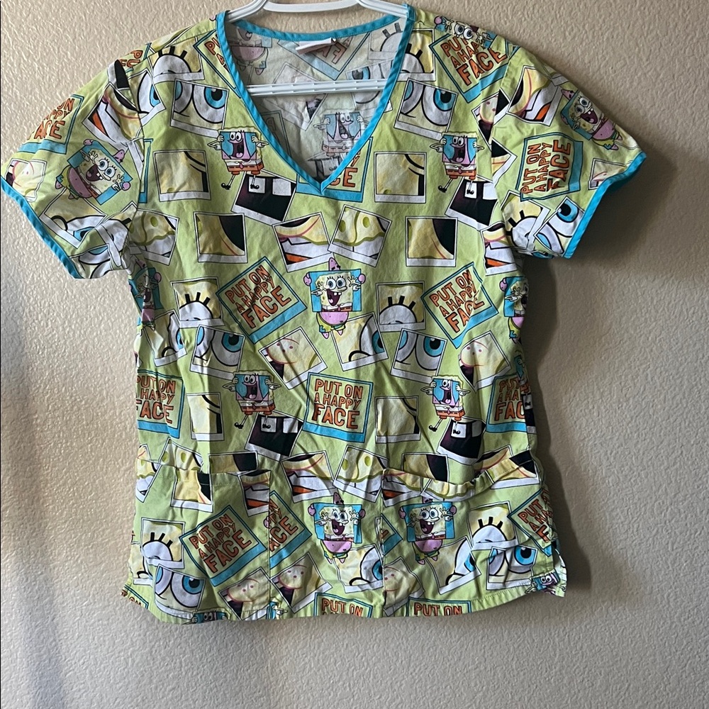 Nickelodeon SpongeBob SquarePants scrub, top, - Light Green and Blue
